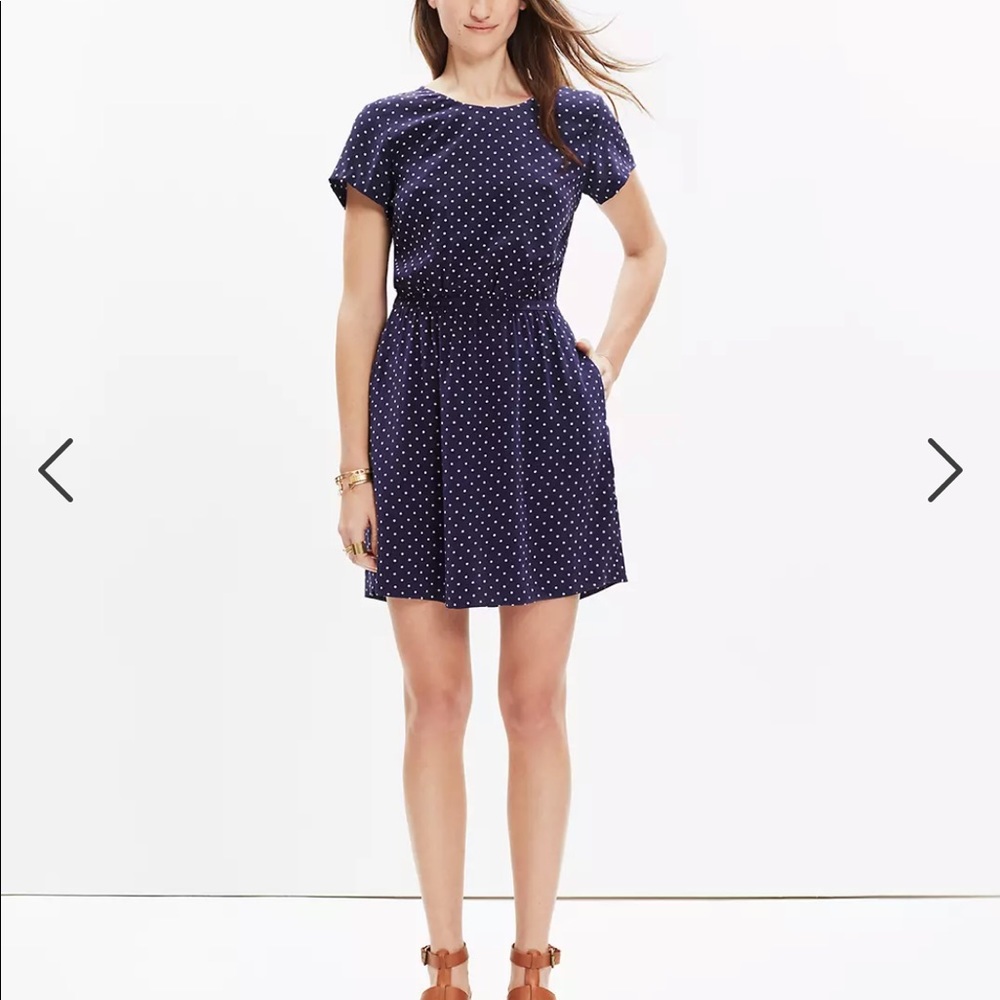 Madewell Silk Cross-Back Dress Dots & Stars Size 2
